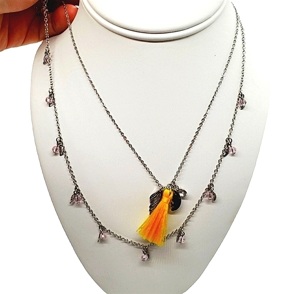 New Romolo stitch fix brand long necklace silver‎
